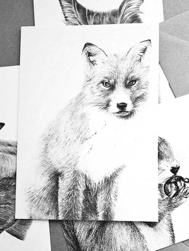 Standing Fox Greetings Cards