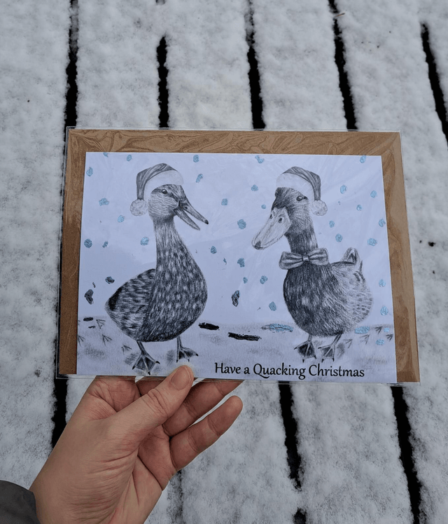 Christmas Quackers Foiled Greetings Card 
