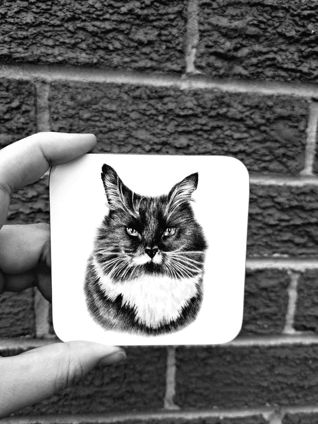 Black and White Cat Coaster